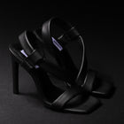 Steve Madden Scarpa Dopnna Tacco Sandalo Nero Pelle Mod. Sizzlin
