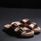 L'Autre Chose Sandalo Doppia Fascia Espadrillas Laminato O Washed