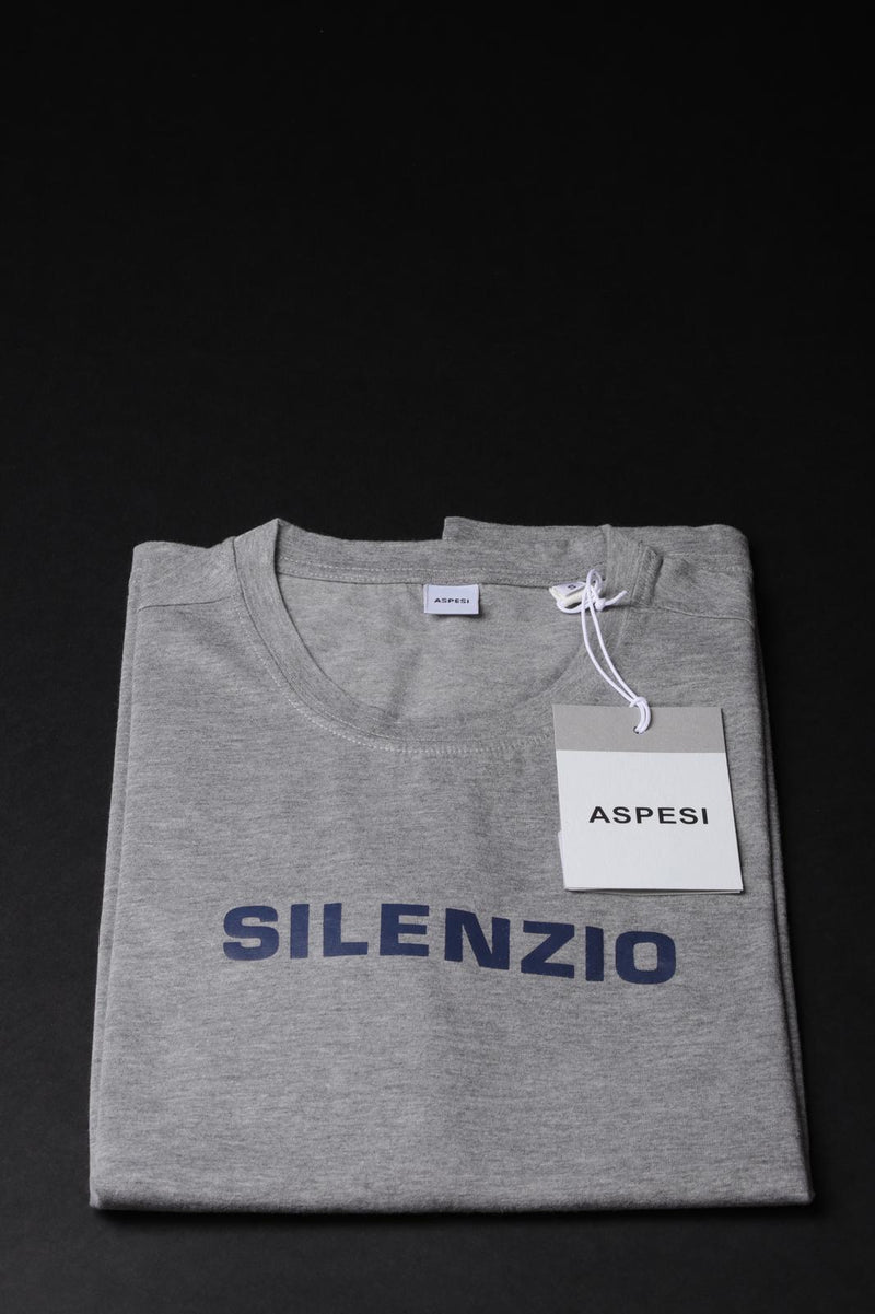 Aspesi Uomo T-Shirt Mezza Manica Stampa Silenzio IN Cotone
