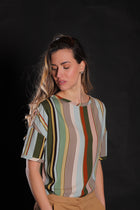 Aspesi Donna T-Shirt Multirighe IN Viscosa Girocollo