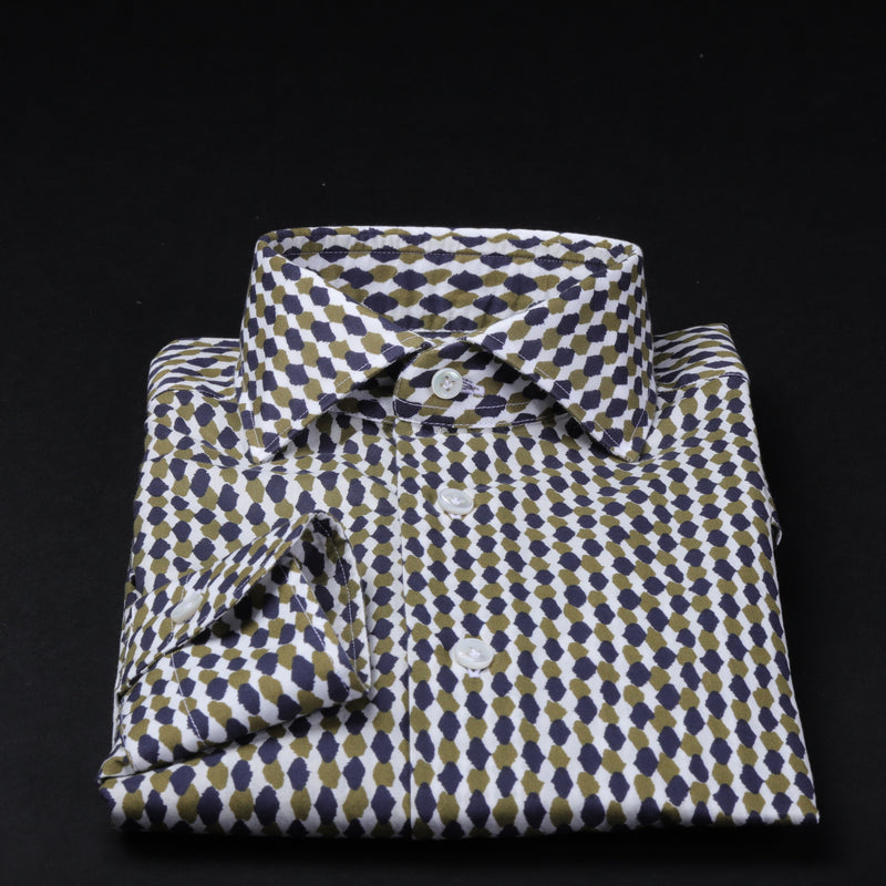 Barba Camicia Uomo Modello Culto Slim Fant. Geometrica  Cotone