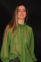 Aspesi Camicia Donna Seta Fantasia Cestino Verde Manica Lunga