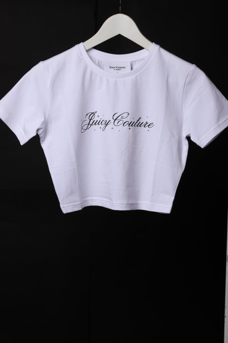 Juicy Couture T-Shirt Donna IN Cotone Modello Corto Girocollo Con Logo Mod. Sophie