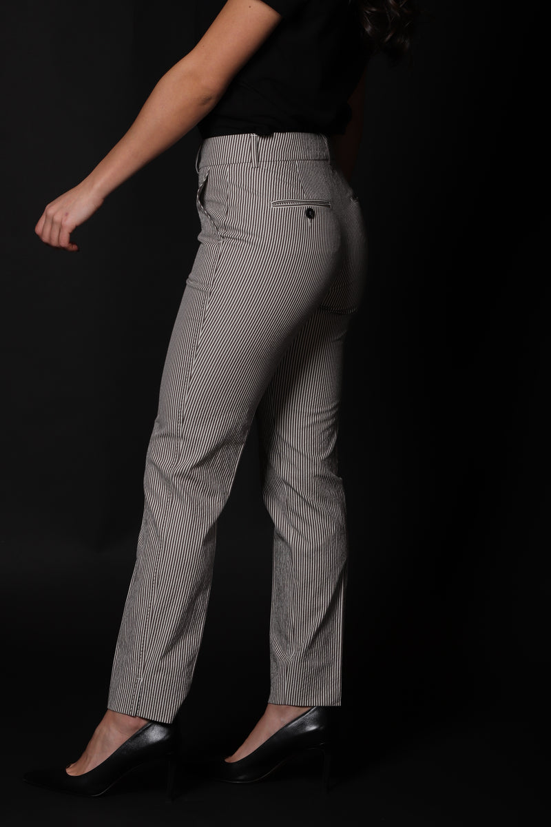 Peserico Pantalone Donna A Righe IN Cotone Elasticizzato Mod. A Sigaretta