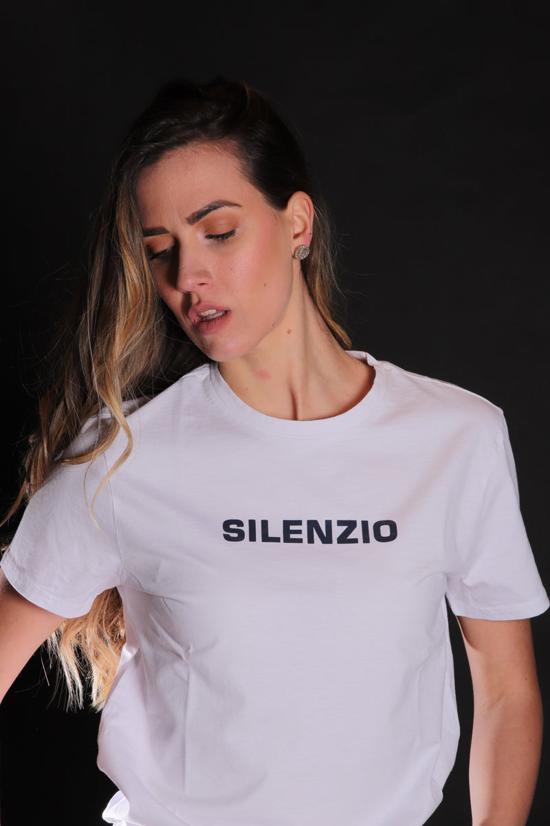 Aspesi T- Shirt Donna Stampa "Silenzio"Mezza Manica Cotone