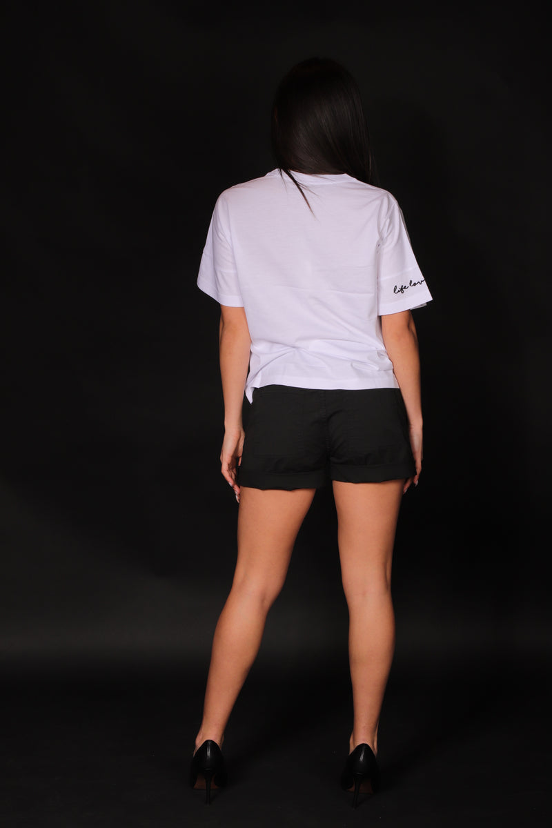 Cigala's Donna Pantalone Short Tinta Unita Con Risvolto Modello Cinque Tasche