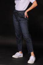 Cigala's Pantalone Donna Jeans Denim Scuro Regolare Elasticizzato