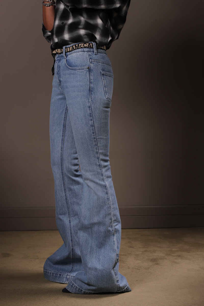 Stella MC Cartney - Jeans A Zampa Con Cinta Nastro Logoeco Org Salt&Pepper Trousers