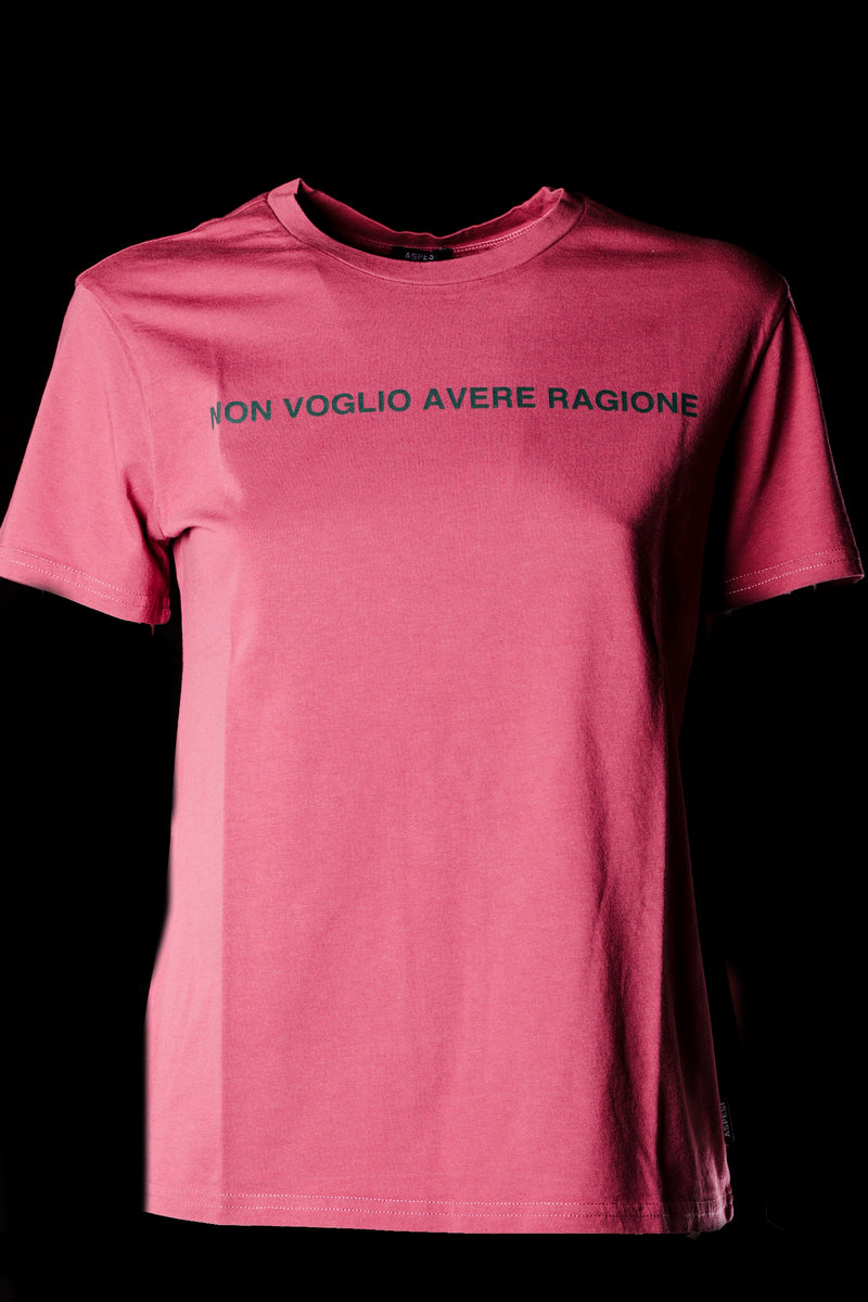 Aspesi T-Shirt Donna Stampa "Non Voglio Avere Ragione"Mezza Manica Cotone