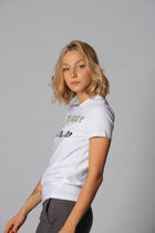 Nora Barth Factory Group - Nora Barth T-Shirt Bianca Donna M/M  Con Scritta Oro/Verde Art. 1765B - 102