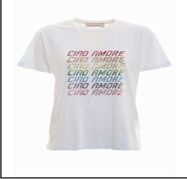 Giada Benincasa T-Shirt Nera Donna Con Logo "Ciao Amore" Swarosky