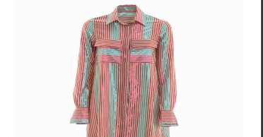 Giada Benincasa Camicia  Donna Over Con Tasche Righe Verticali Multicolor Lurex