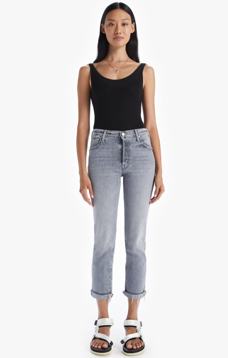Mother Jeans Donna Grigio Mod.The Scrapper Cuff Ankle Fray