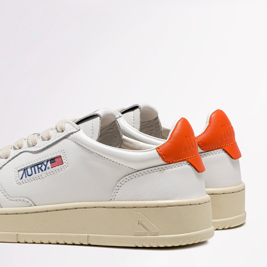 Autry Scarpa Uomo Sneakers Medalist Low IN Pelle Bianco Arancione – Il ...