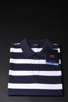 Paul & Shark Polo Uomo IN Cotone Piquette A Righe Bianche E Blu